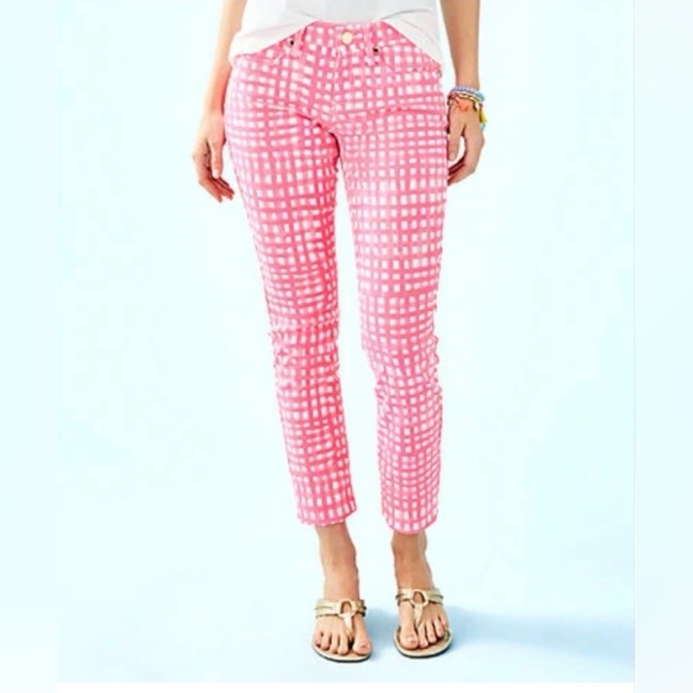 Lilly Pulitzer South Ocean Skinny Crop Jeans in Pink Tropics Feelin Beachy